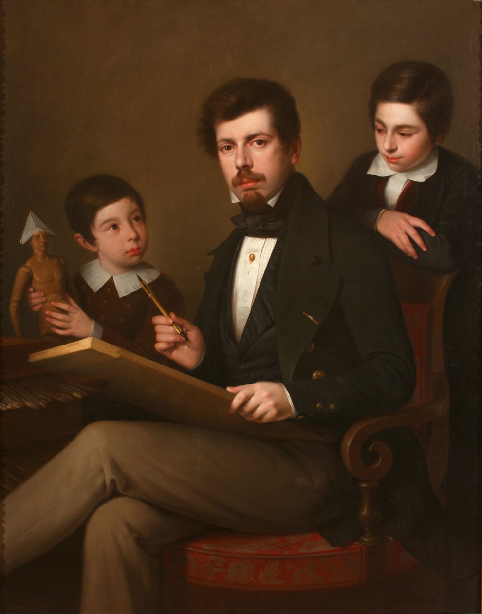 Önarckép fiaival Carlos és Vicente alkotó: Antonio María Esquivel