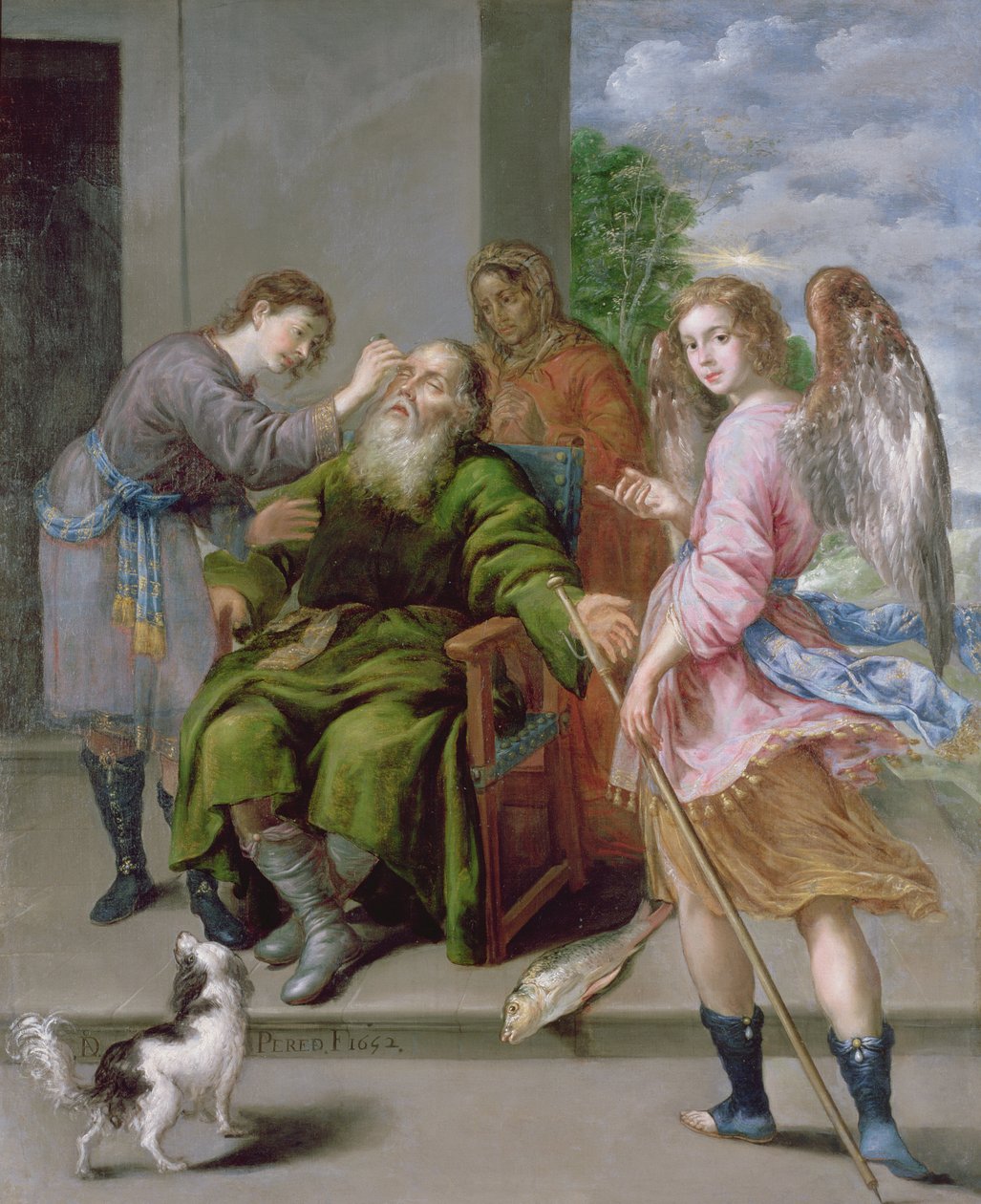 Tóbiás helyreállítja apja látását, 1652 alkotó: Antonio Pereda y Salgado