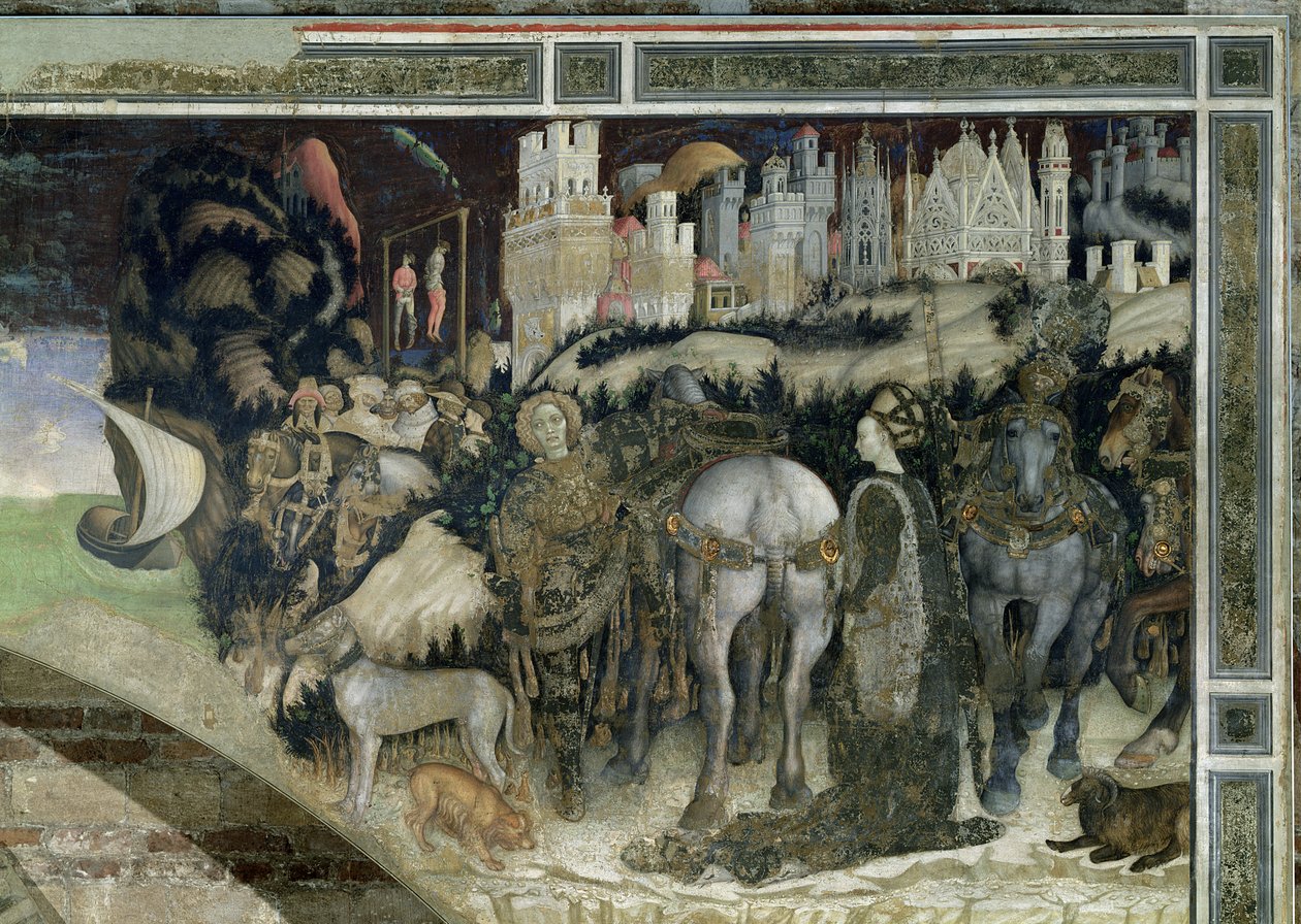 Szent György Trebizond hercegnőjének megmentése, 1433-38 körül alkotó: Antonio Pisanello