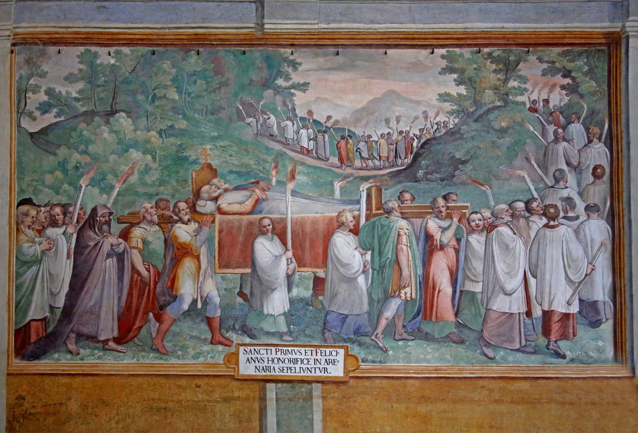 Szent Primus és Szent Felicianus temetése alkotó: Antonio Tempesta