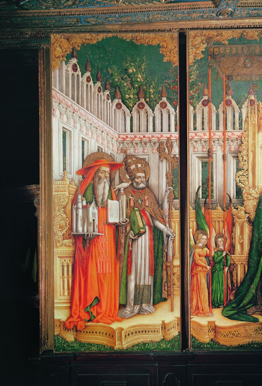 A Szűz és a Gyermek triptichonja szentekkel körülvéve, a bal oldali tábla részlete, amely Szent Jeromost és Szent Gergelyt mutatja, 1446 (tempera, vászon) alkotó: Antonio Vivarini