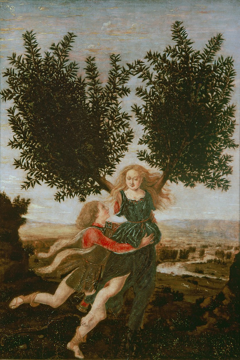 Daphne és Apollo, 1470-80 körül alkotó: Antonio Pollaiuolo