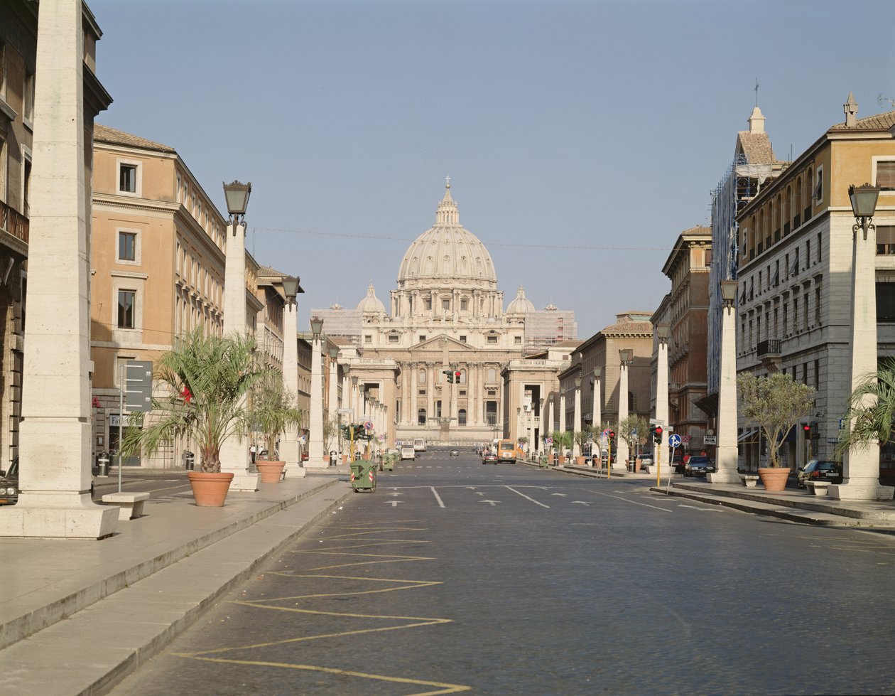 A Via della Conciliazione felől a Szent Péter templomra nyíló kilátás alkotó: Antonio da Sangallo