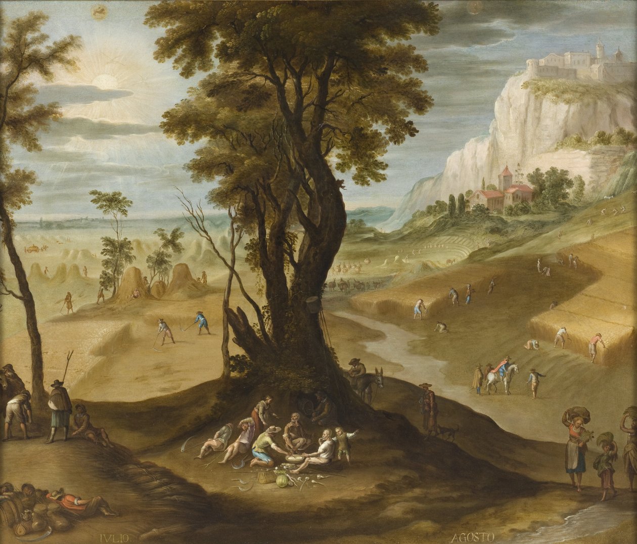 Július és augusztus a Los doce meses del año (Az év tizenkét hónapja) című kötetből, 1650-99 alkotó: Antonio de Espinosa