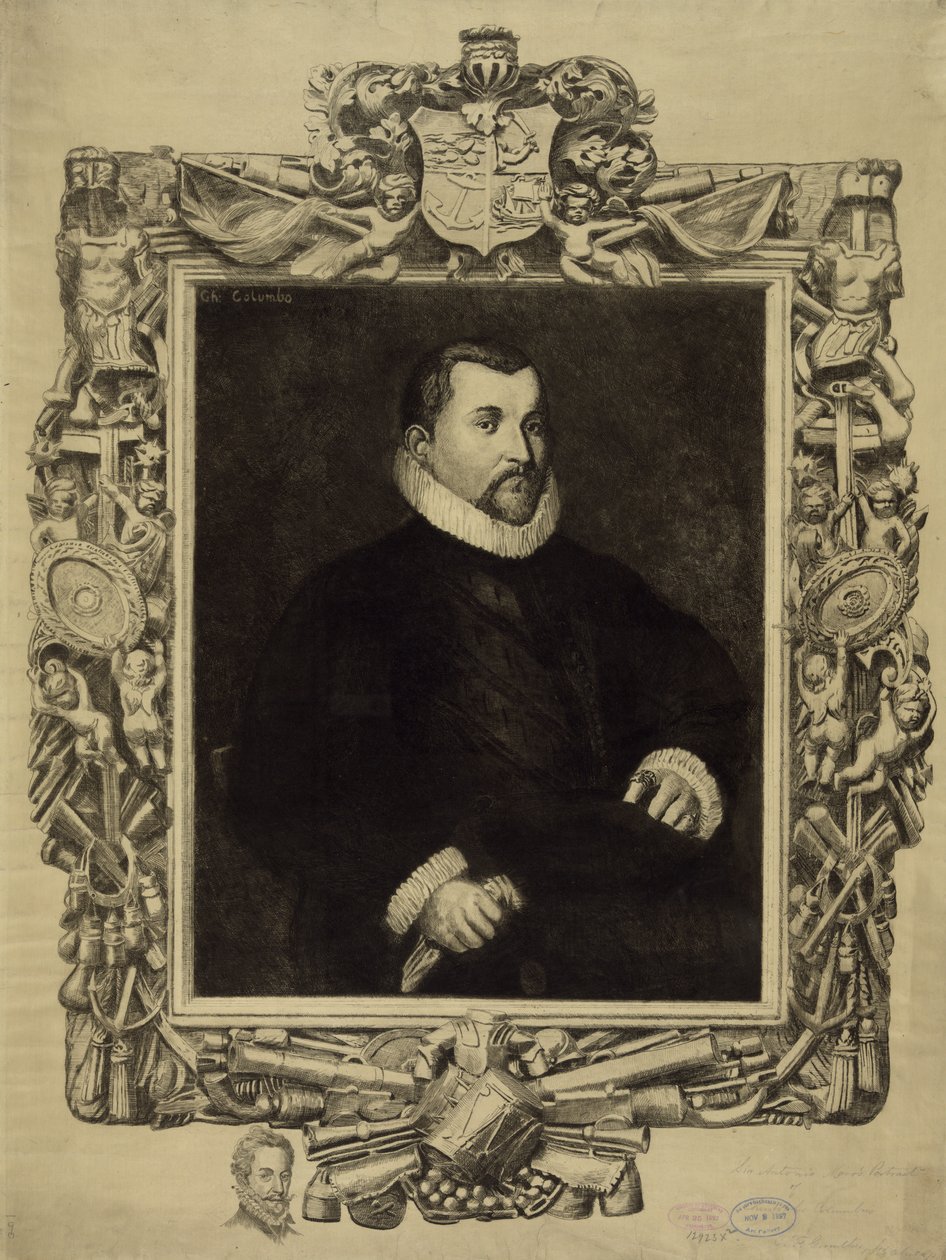 Kolumbusz Kristóf (1451-1506), 1892 körül (kőnyomat) alkotó: Antonio  Moroni