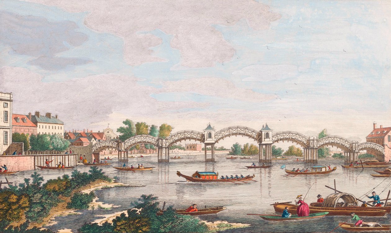 Új híd a Temzén a Hampton Courtban alkotó: Antonio (after) Canaletto