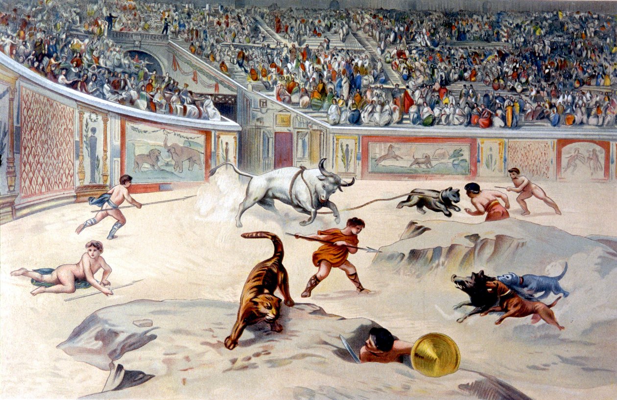 Cirkuszjátékok Pompeiben alkotó: Antonio (after) Niccolini