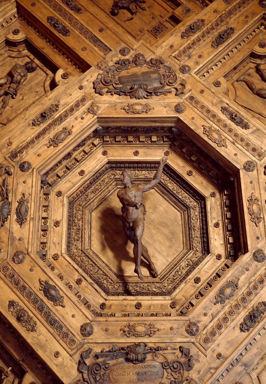 Apollo, a gyógyszer védelmezője. Részlet az anatómiai színház famennyezetéről alkotó: Antonio (d.1663) Paolucci