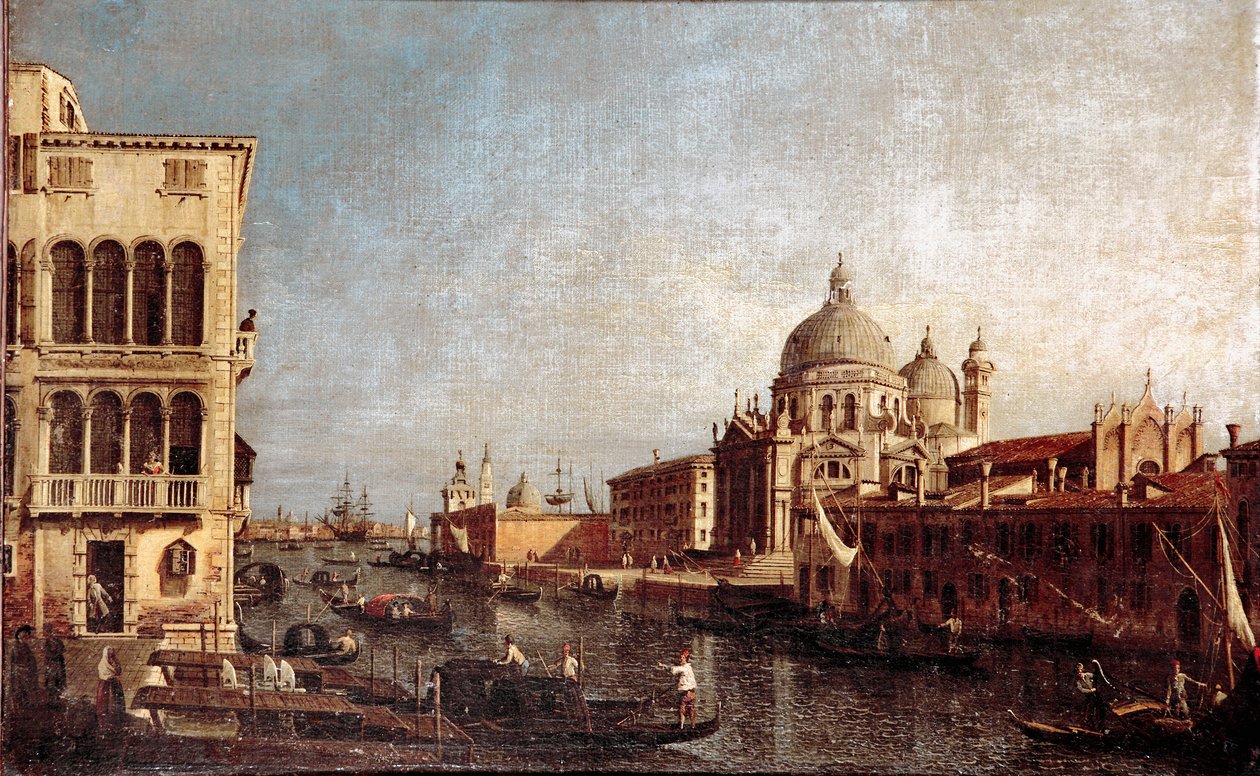 Kilátás a velencei Üdvözlet templomról Giovanni Antonio műhelyfestménye Canal dit il Canaletto (1697-1768) 1740-1750 V. 48x74 cm venise museo Correr alkotó: Antonio (studio of) Canaletto
