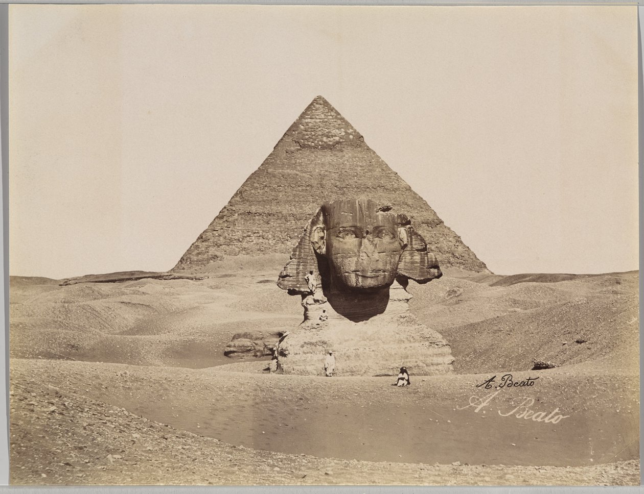 Sphinx et la Pyramide de Chephren (albumén ezüst fotó) alkotó: Antonio Beato