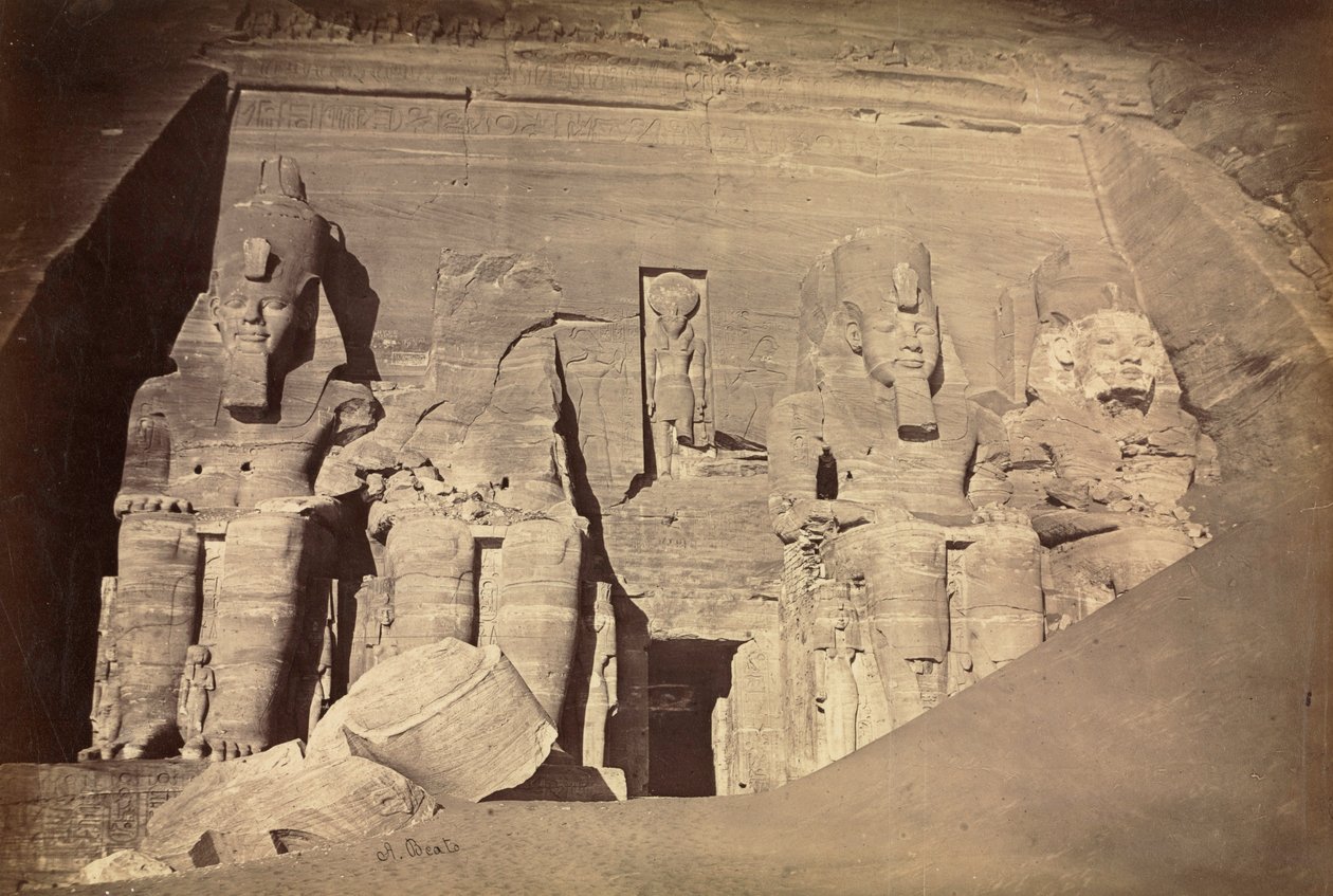 II. Ramszesz temploma, Abu Simbel, kb. 1860-as évek. alkotó: Antonio Beato