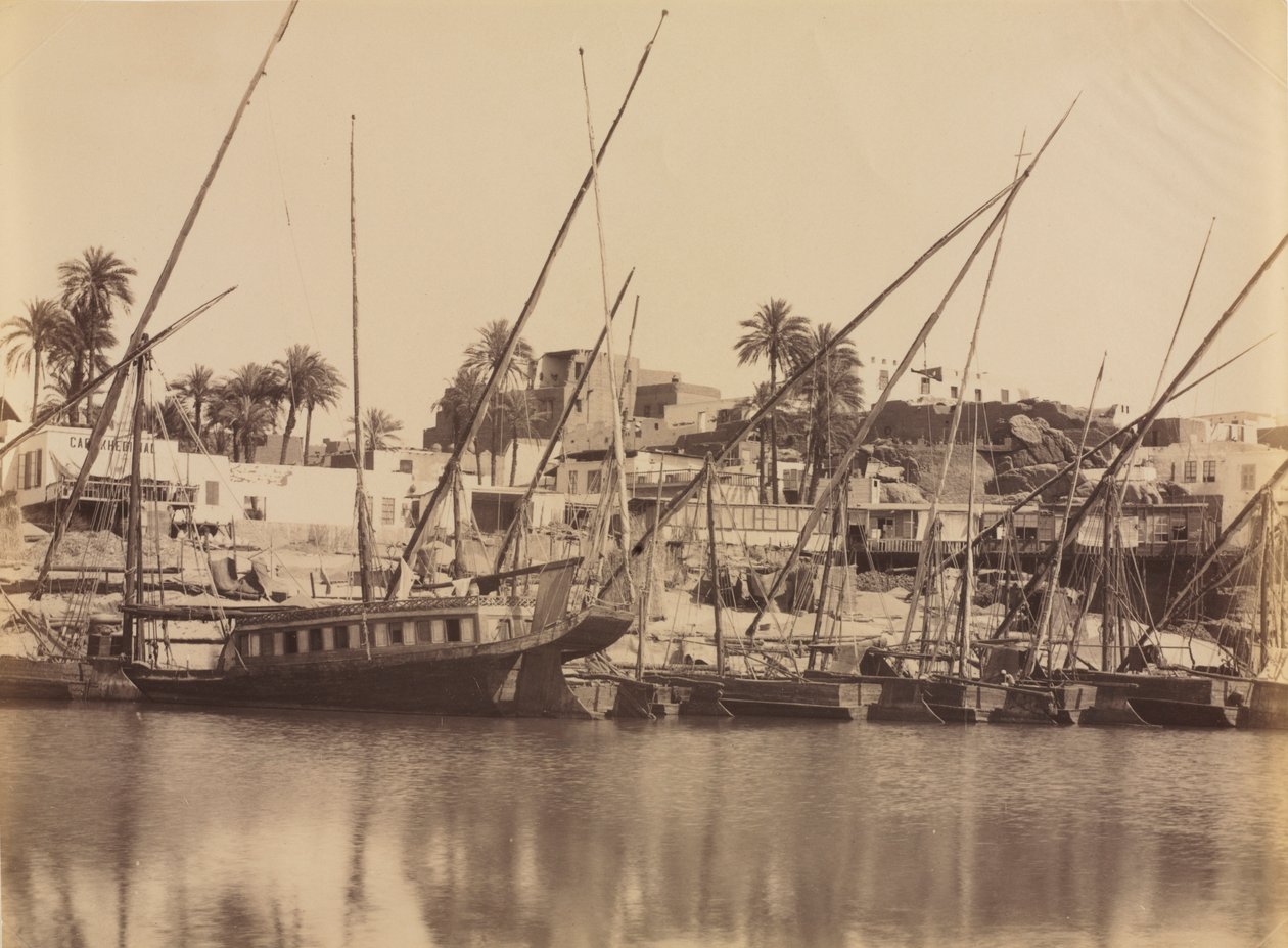 Asszuán látványa - A Nílus mentén, c. 1870-1880-as évek. alkotó: Antonio Beato