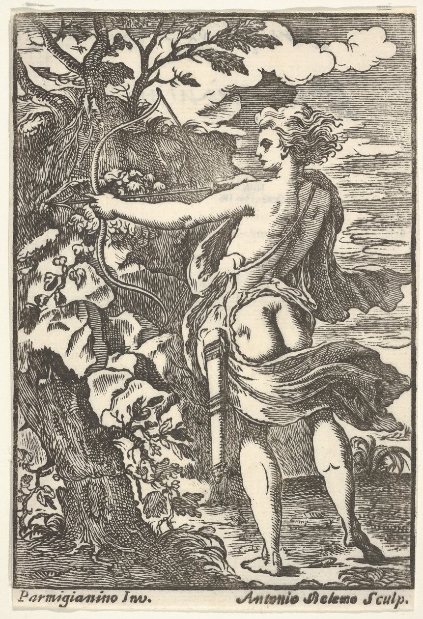 Callisto vadászat kivont íjjal, Parmigianino után, 1720-1740. alkotó: Antonio Belemo