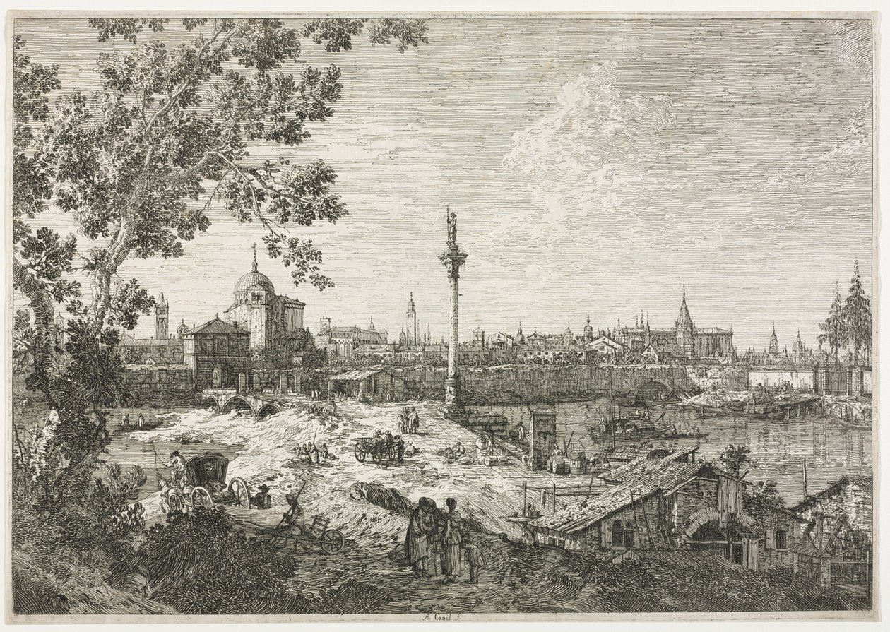 Panoráma egy város a folyón alkotó: Antonio Canaletto