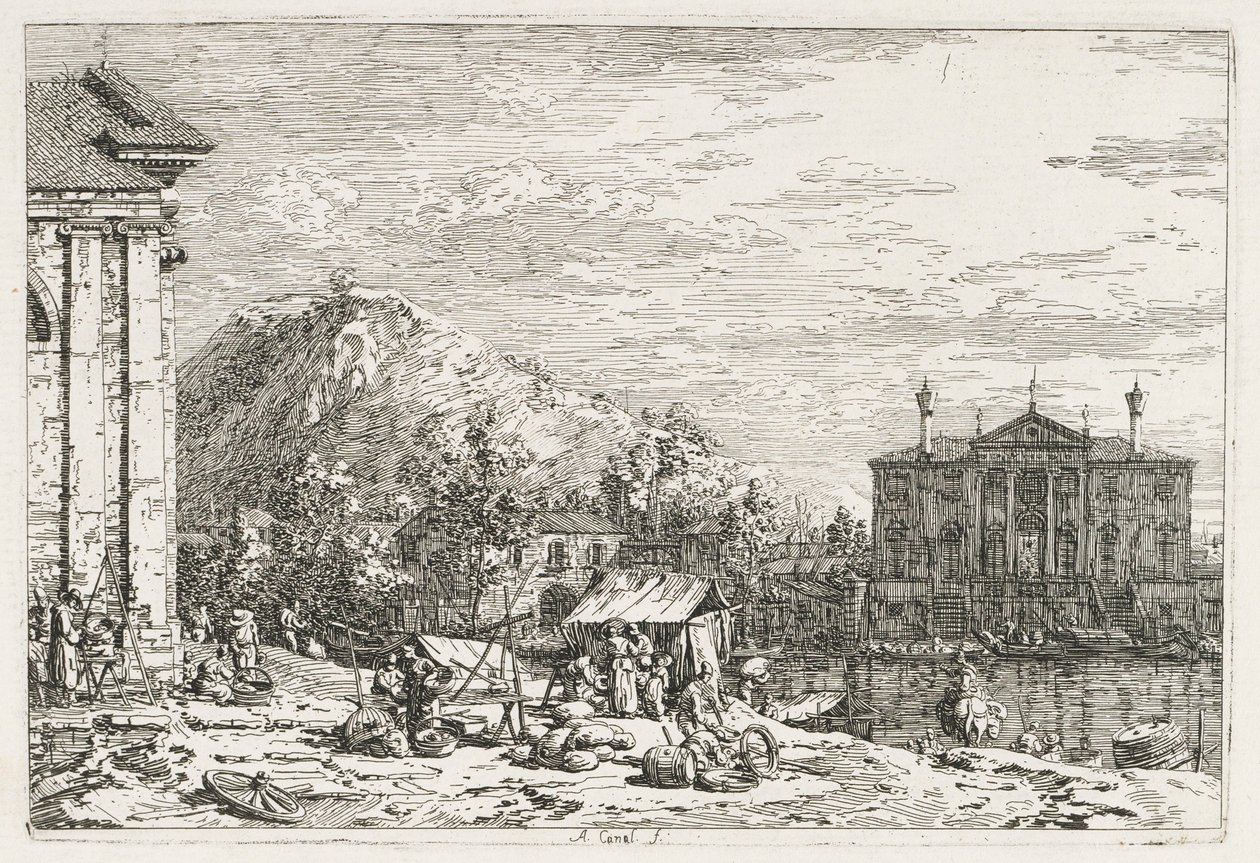 Nézetek: Város a folyón túl, 1735-1746. alkotó: Giovanni Antonio Canal