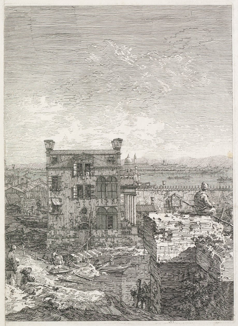 Kilátás: Hat oszloppal körülvett ház alkotó: Antonio Canaletto
