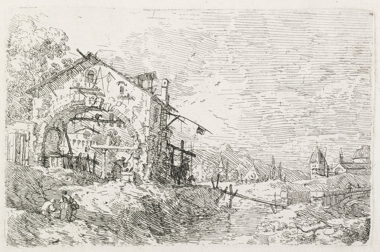 Nézetek: Egy nő vizet húz egy boltív alatt alkotó: Antonio Canaletto