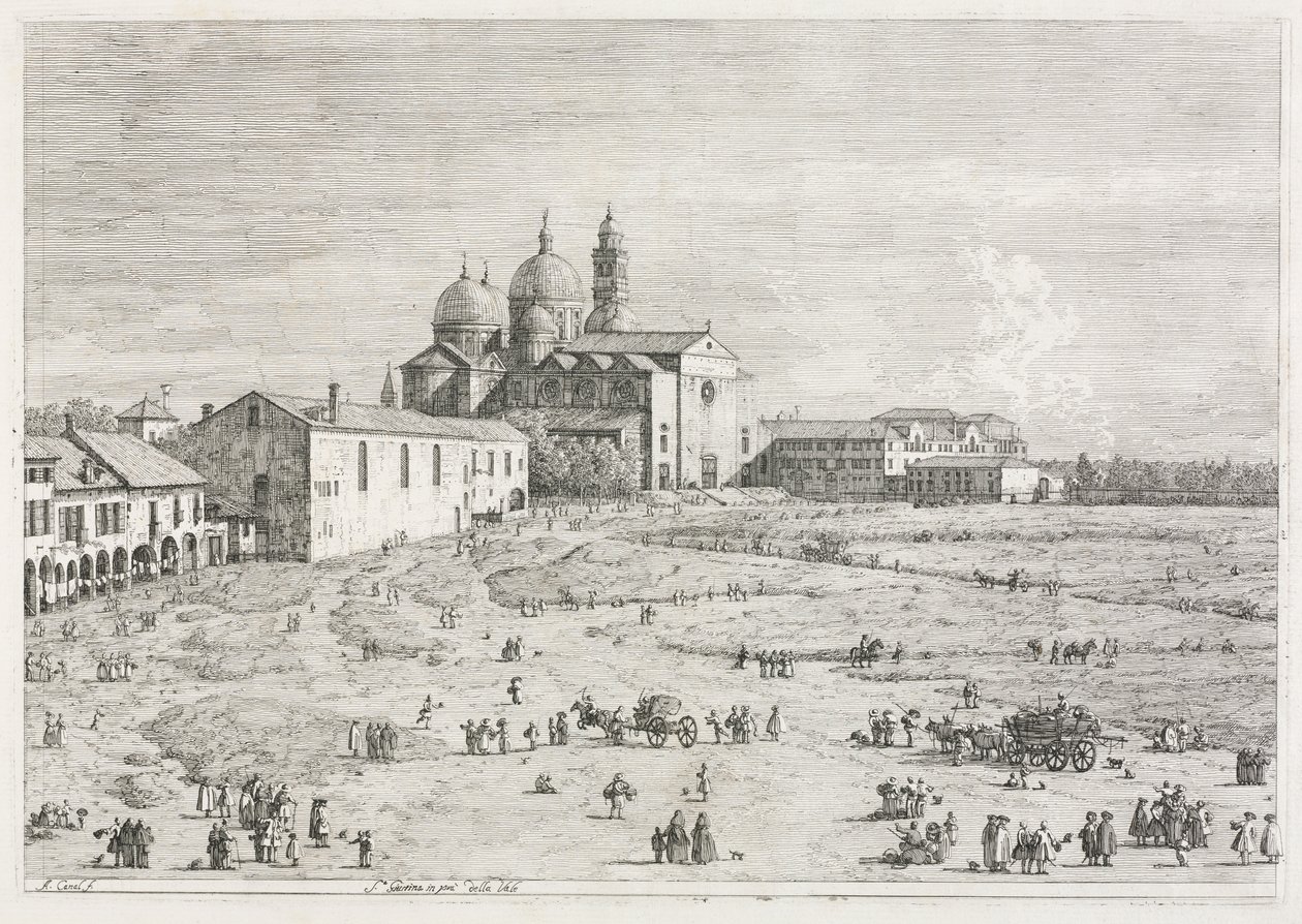 Kilátás: Szent Justina templom Prà della Valle-ban, Padova alkotó: Antonio Canaletto