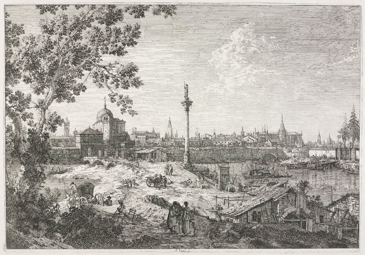 Kilátások: Padova képzeletbeli kilátása alkotó: Antonio Canaletto