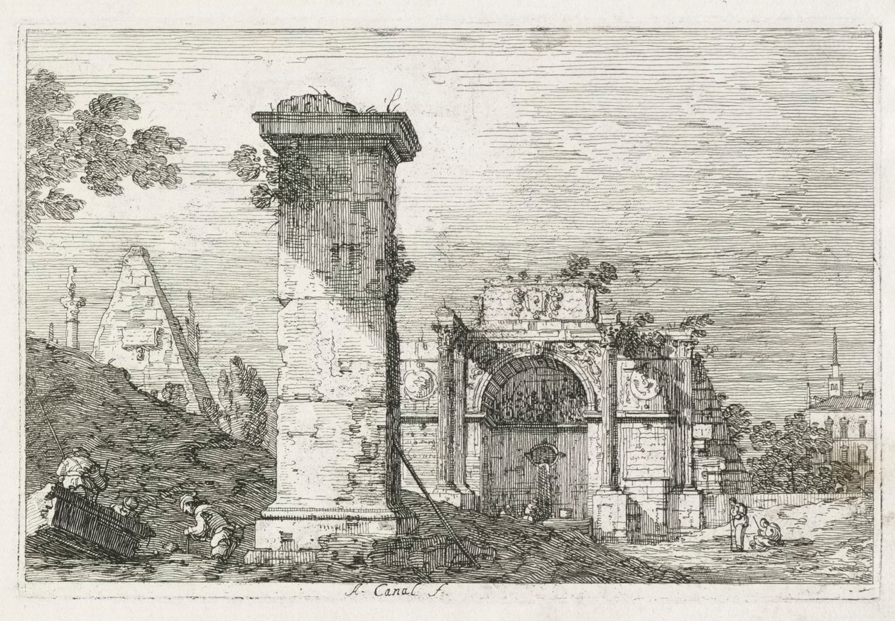 Kilátások: Az elszigetelt oszlop alkotó: Antonio Canaletto