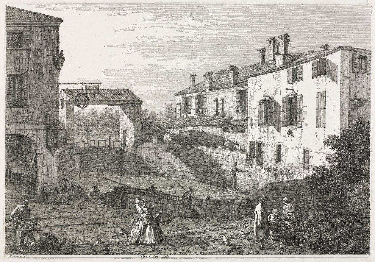 Kilátás: Dolo csatorna zsilipje alkotó: Antonio Canaletto