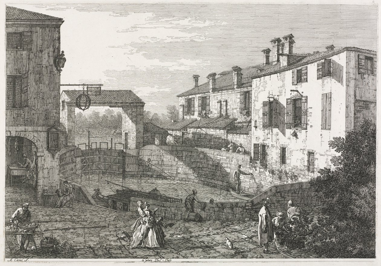 Nézetek: Dolo-i csatornazsilip, 1735-1746. alkotó: Giovanni Antonio Canal