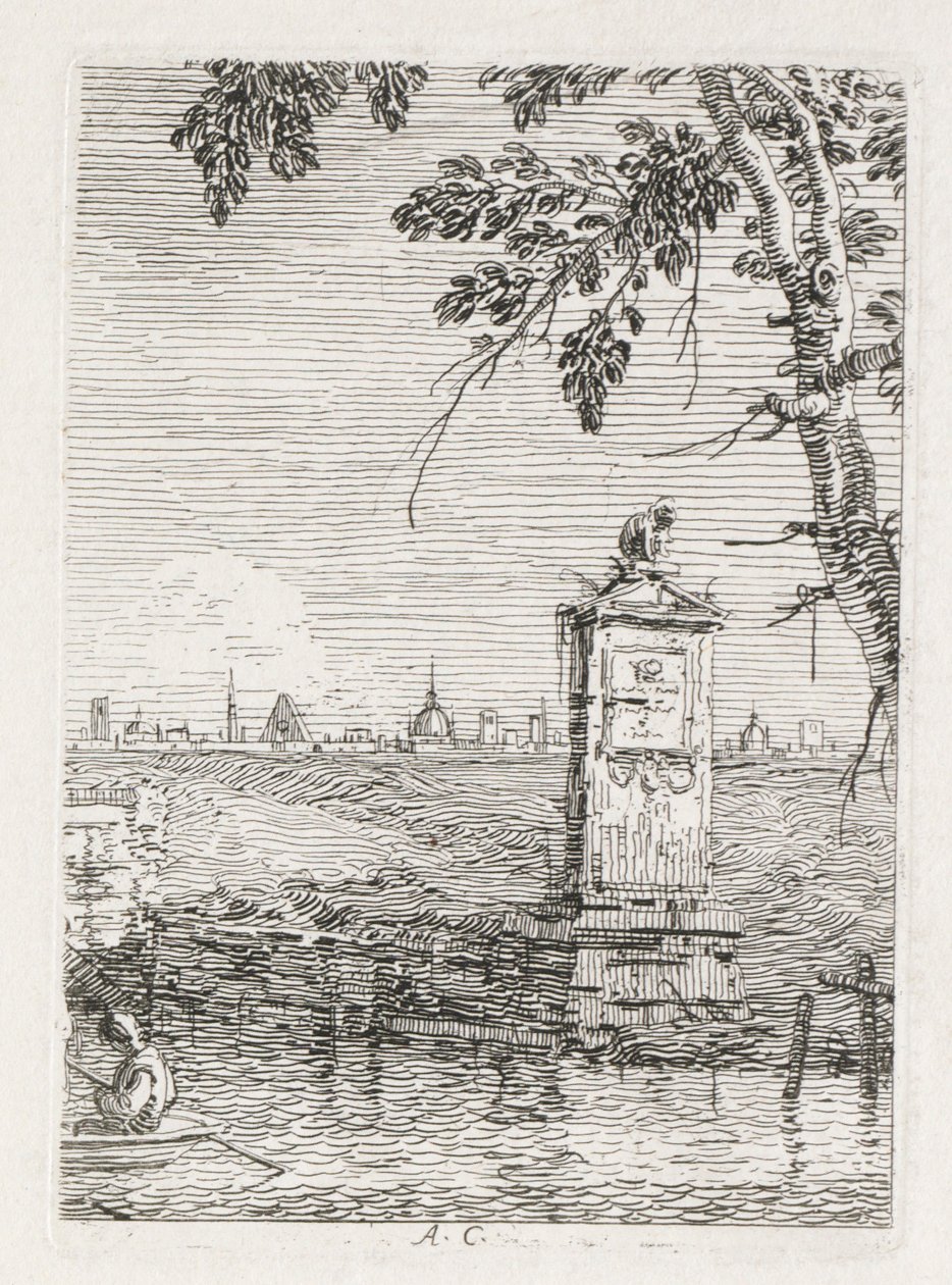 Kilátások: A kis emlékmű a fa alatt alkotó: Antonio Canaletto