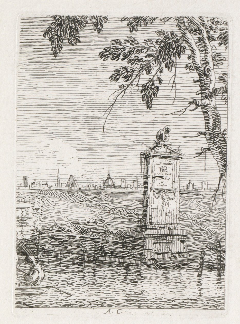 Nézetek: A kis emlékmű a fa alatt, 1735-1746. alkotó: Giovanni Antonio Canal