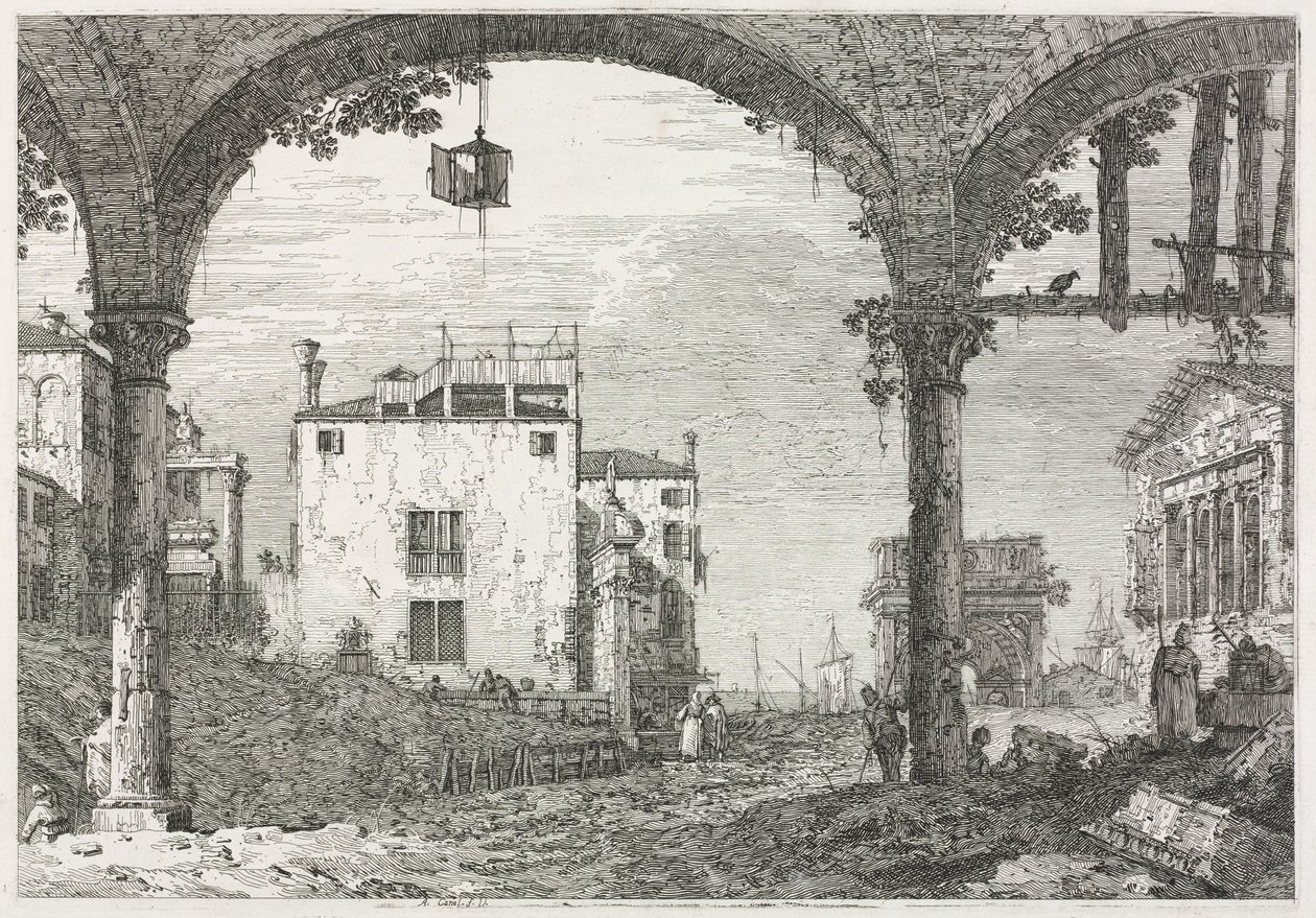Kilátás: A portikó a lámpással alkotó: Antonio Canaletto