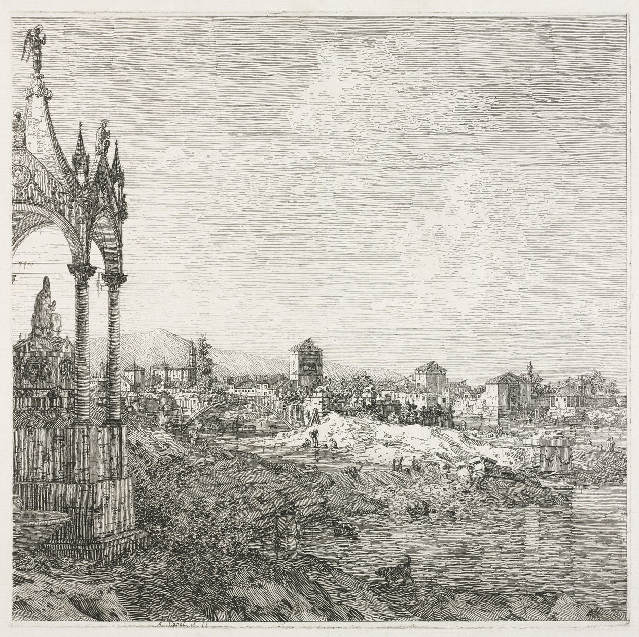 Nézetek: Egy püspök sírja, 1735-1746. alkotó: Giovanni Antonio Canal