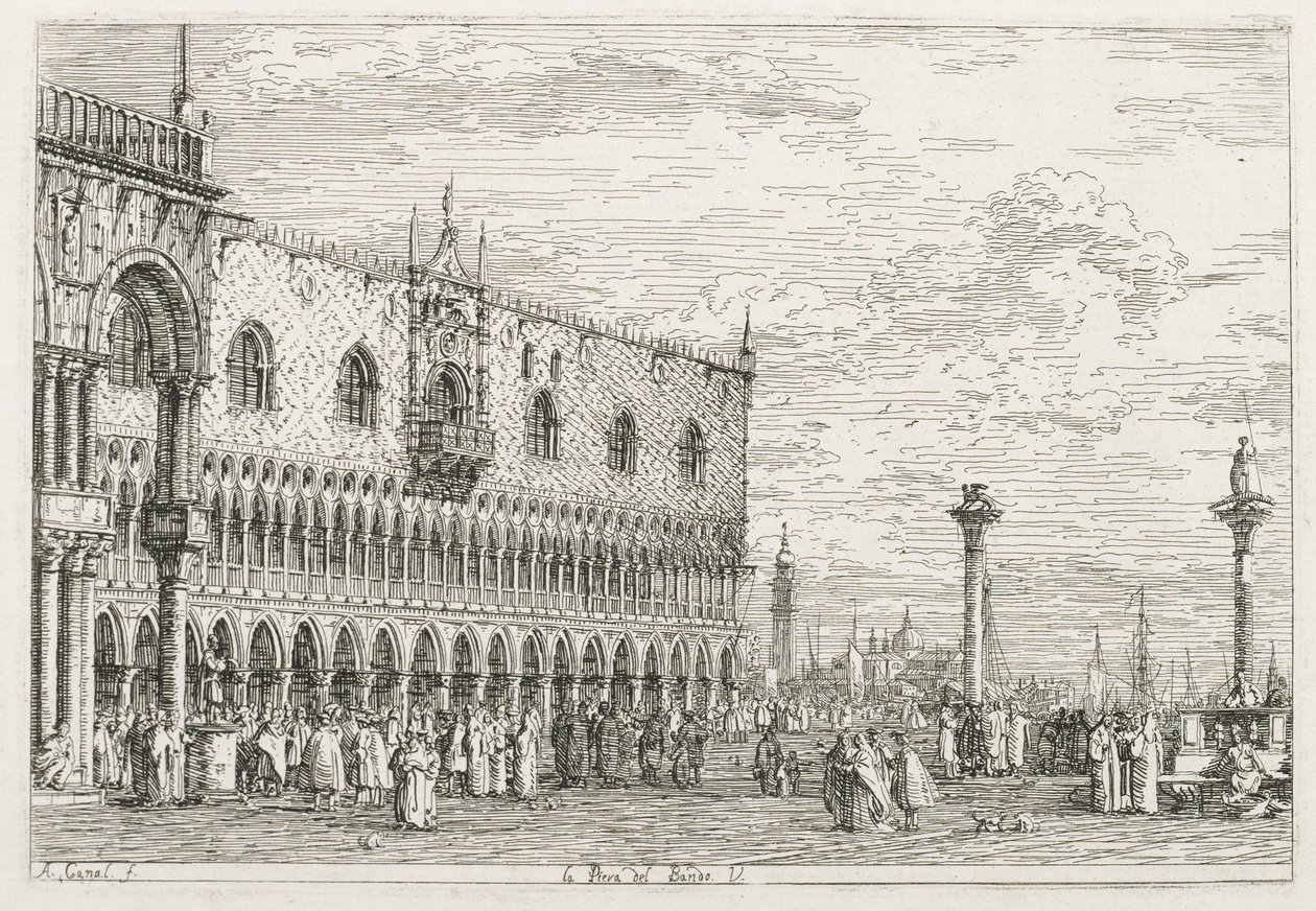 Nézetek: A Kiáltvány Köve Velencében, 1735-1746. alkotó: Giovanni Antonio Canal