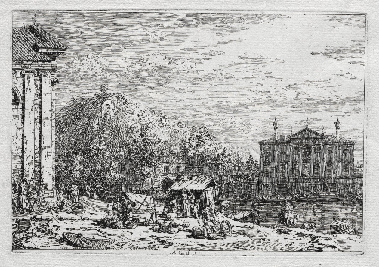 Velence és környéke: Város a folyón túl, 1700-as évek. alkotó: Giovanni Antonio Canal