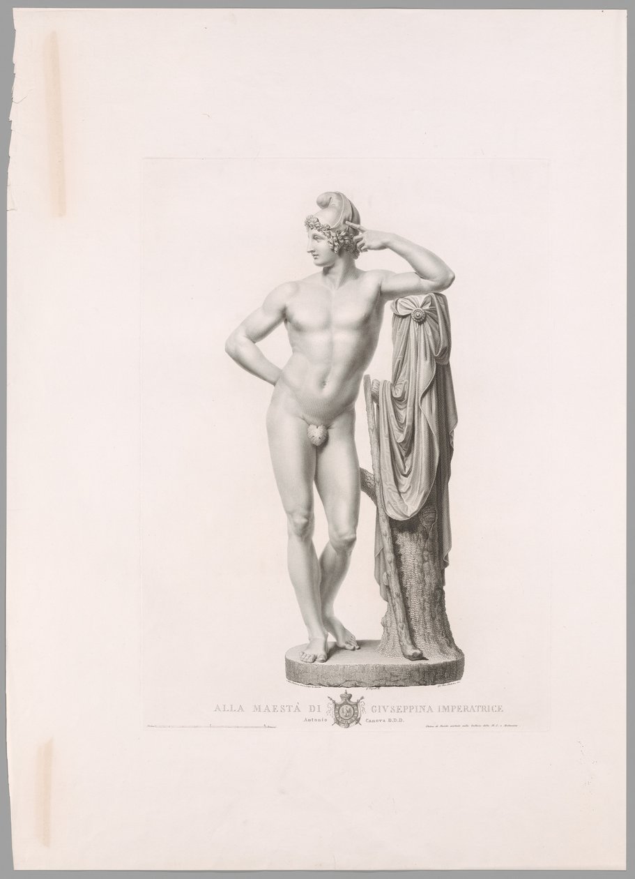 Fatuskóra támaszkodó Párizs, elölnézet, az Oeuvre de Canova-ból alkotó: Antonio Canova