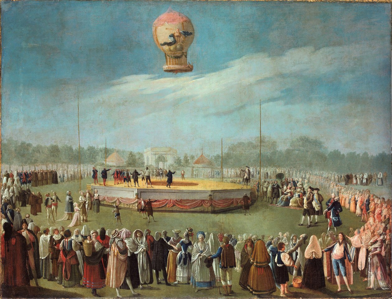 Egy léggömb felemelkedése IV. Károly udvara jelenlétében, kb. 1783 alkotó: Antonio Carnicero
