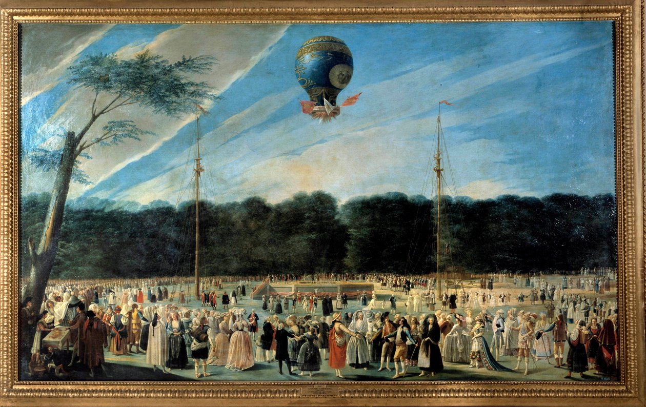 Légballonos repülés: "Hőlégballon felemelkedése Aranjuezben" alkotó: Antonio Carnicero