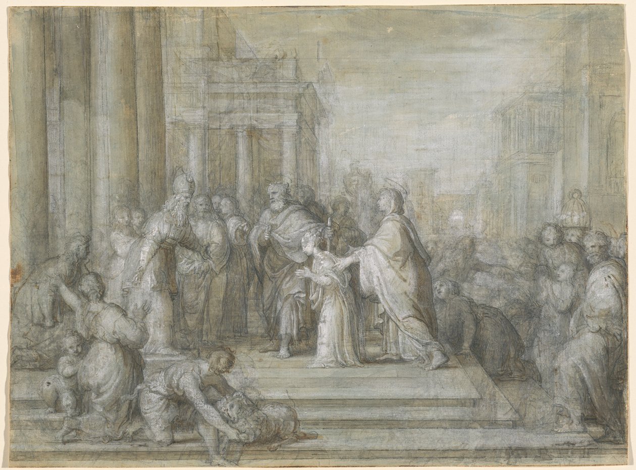 A Szűz bemutatása a templomban alkotó: Antonio Cavallucci
