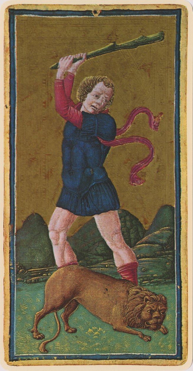 Erő, tarot kártya fakszimile a Visconti pakliból, 1441-47 alkotó: Antonio Cicognara