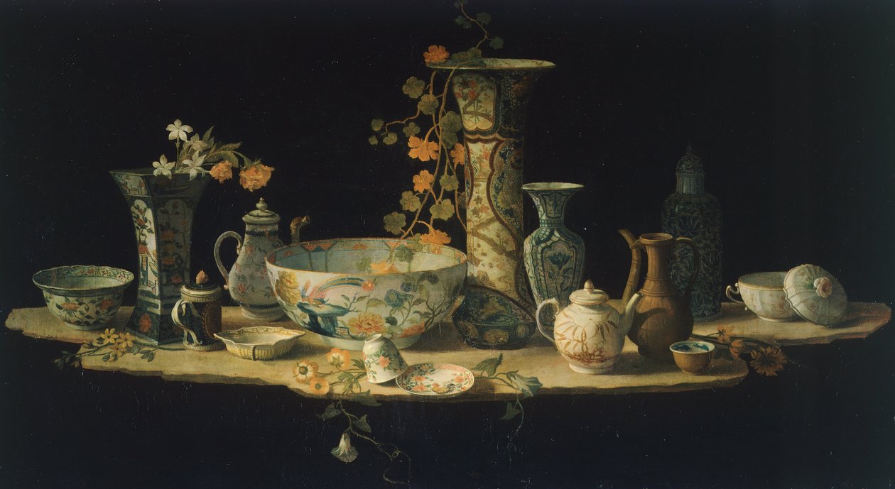 Kemény kő asztallap előkészítő festménye porcelánvázákkal, 1875 körül, Antonio Cioci (1722 és 1792 között), olaj, vászon. alkotó: Antonio Cioci or Ciocchi