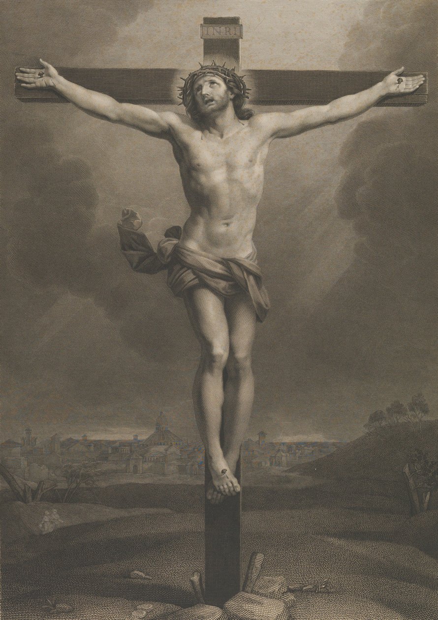Krisztus a kereszten, város a háttérben, Reni után, 1850-88. alkotó: Antonio Dalco