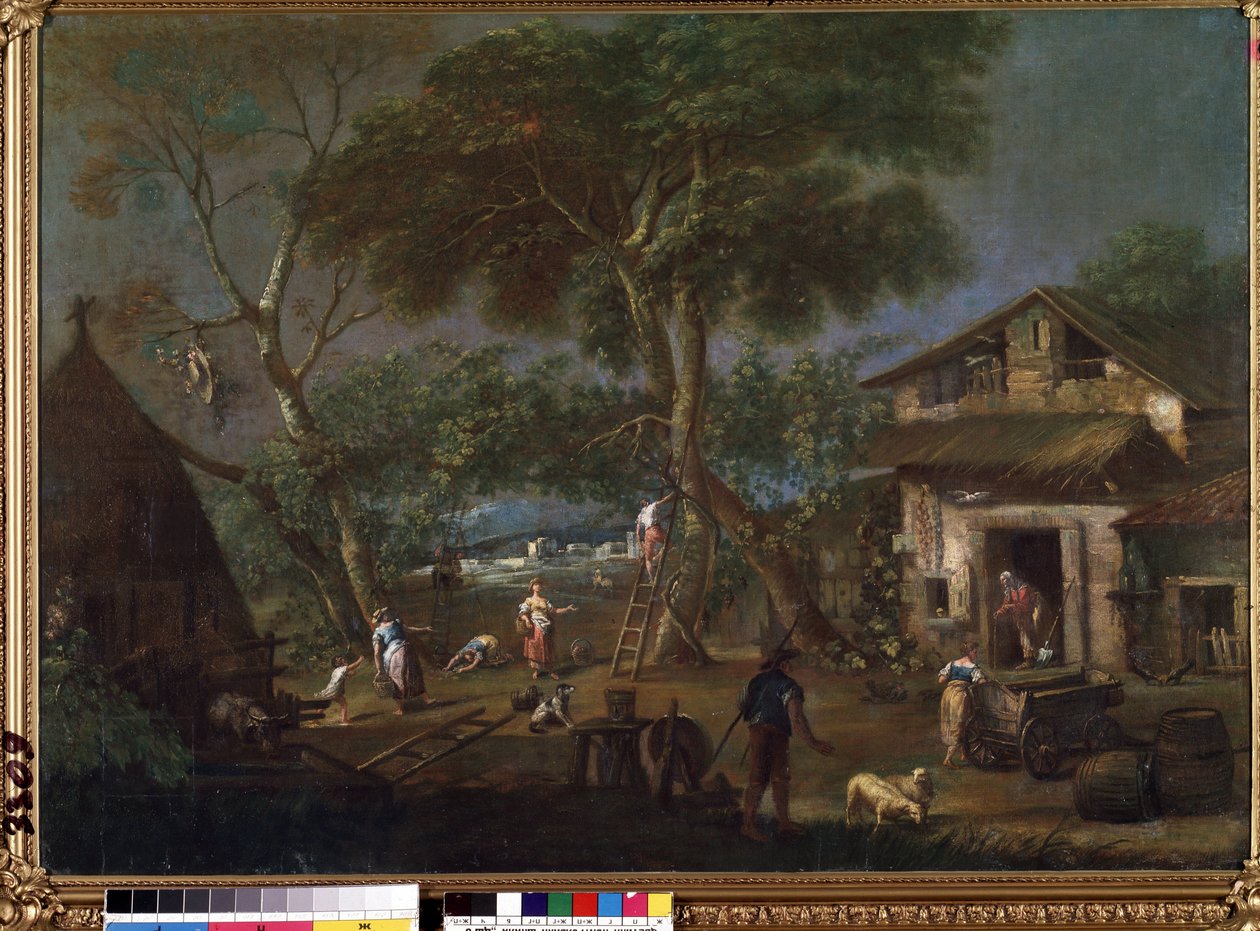 ""Olaszország tája"" (olasz táj) Egy parasztház az olasz vidéken. Antonio Diziani (1737-1797) festménye Mikalojus Konstantinas Ciurlionis Szépművészeti Múzeum, Kaunas, Litvánia alkotó: Antonio Diziani