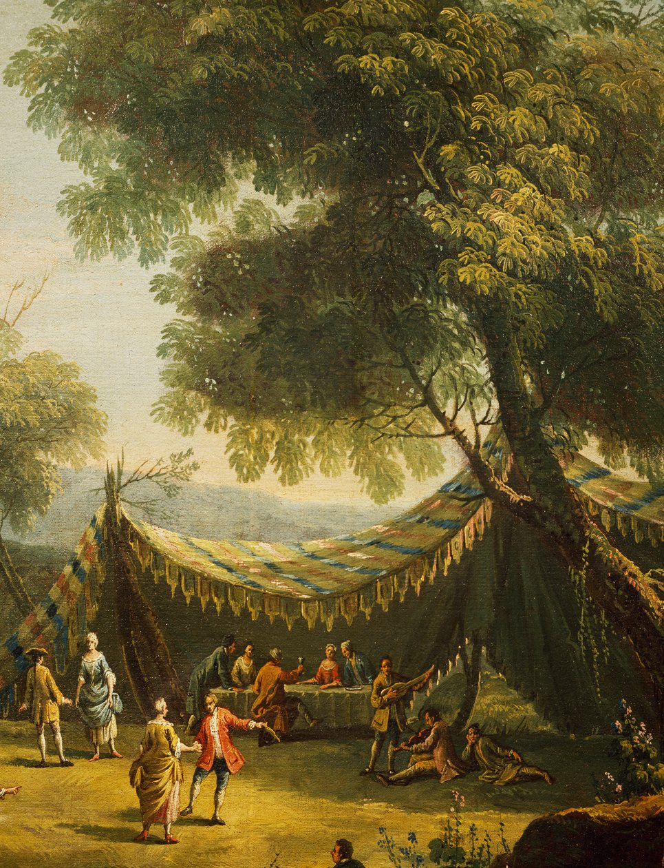 Sátor vidéken élő zenével, részlet a tavaszból, Antonio Diziani (1737-1797), olaj, vászon, 74x92 cm, Olaszország alkotó: Antonio Diziani