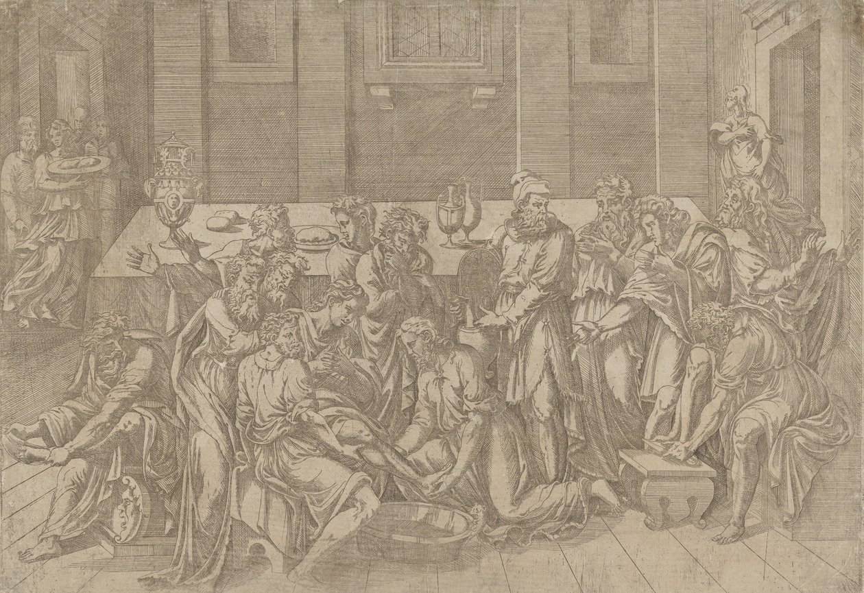 Jézus a tanítványok lábát mosva, 1540-45. alkotó: Antonio Fantuzzi
