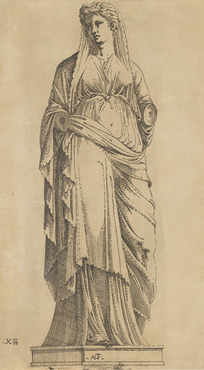 Nő teljes arccal, feje kissé balra, kb. 1543. alkotó: Antonio Fantuzzi