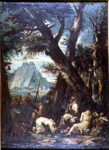Vidék remetékkel, 1700-1710 körül (olaj, vászon) alkotó: Antonio Francesco Peruzzini