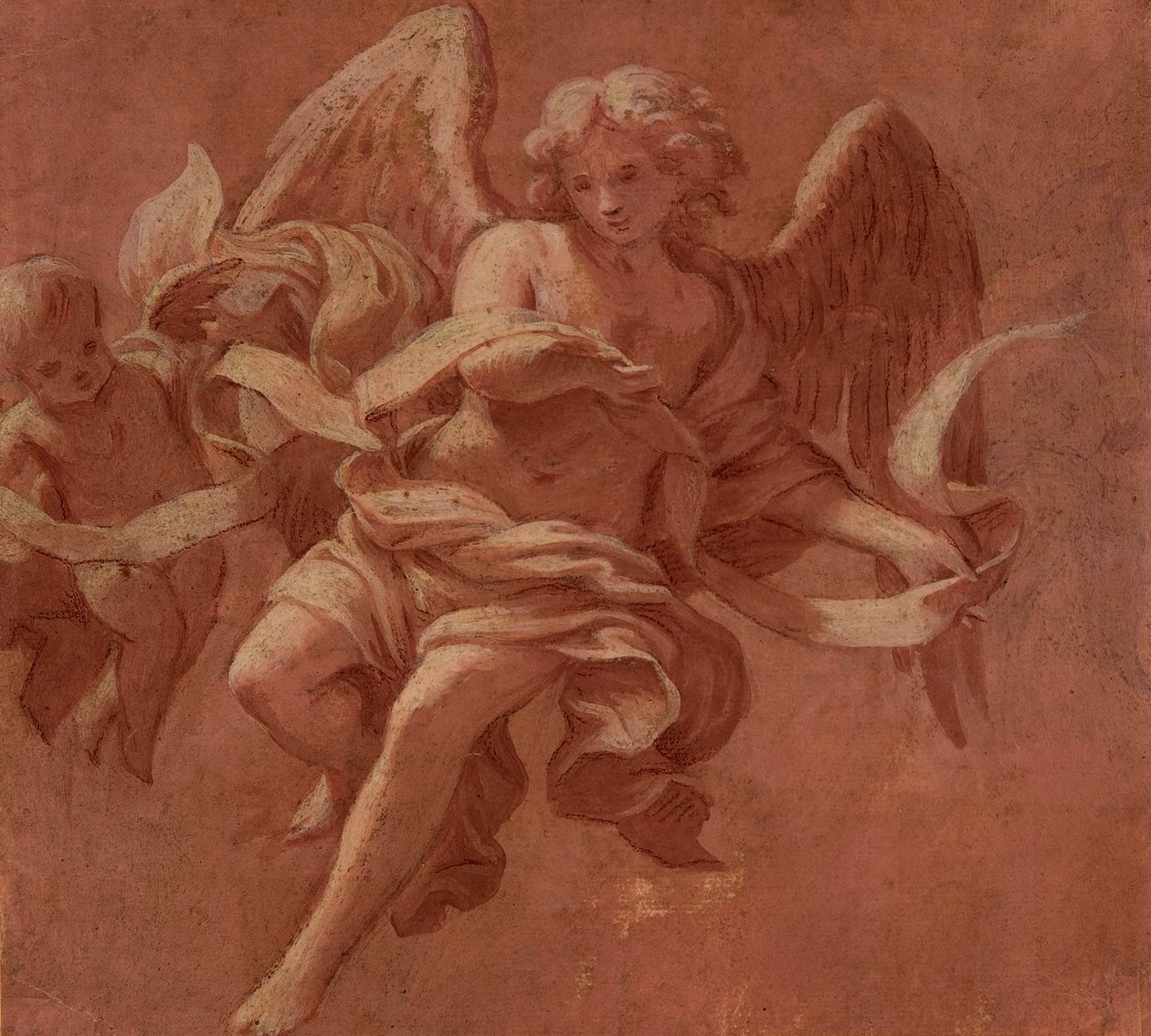 Puttó és angyal banderolát tart, 1706 alkotó: Antonio Franchi