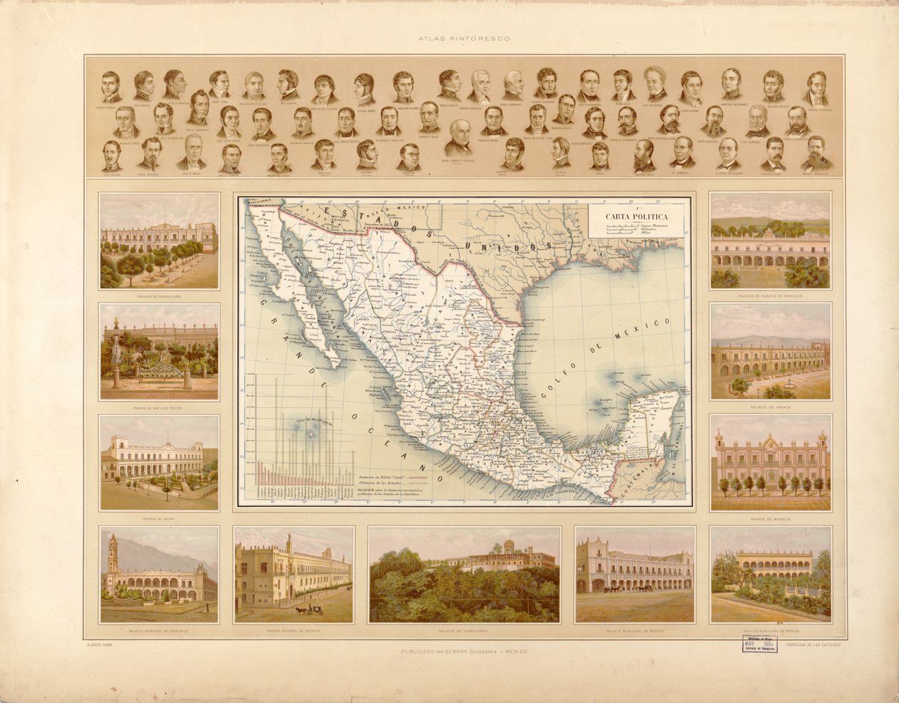 A Mexikói Egyesült Államok festői és történelmi atlasza. LOC 2008621671-4 alkotó: Antonio García Cubas