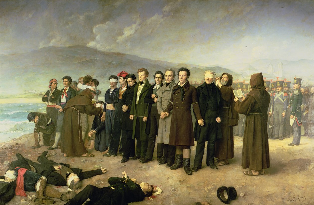 Jose Maria de Torrijos y Uriarte (1791-1831) és társai kivégzése 1831-ben, 1888-ban alkotó: Antonio Gisbert