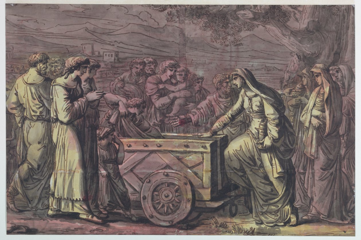 Lucius Albinius megmenti a Vesta-szüzeket alkotó: Antonio Giuseppe Basoli