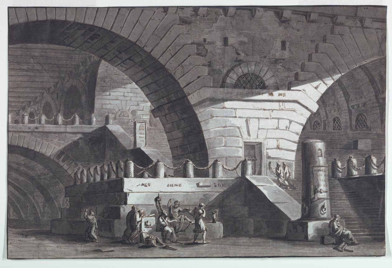 Színpad, börtönbelső Szókratész halálával alkotó: Antonio Giuseppe Basoli