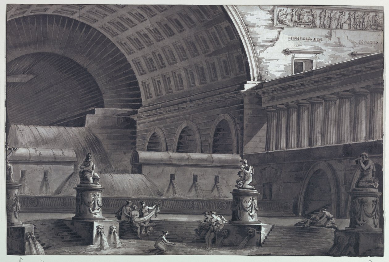Színpad, római fürdő alkotó: Antonio Giuseppe Basoli